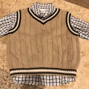 Boys 3-Piece Matching Sweater, Black Cords & Shirt Set Size 24 Months